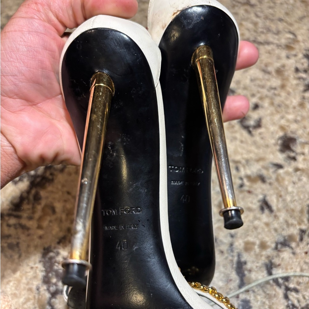Tom Ford white and gold stiletto sandals - Picture 4 of 7